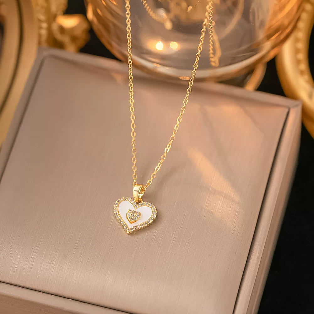 Necklace | SN307 | White Heart Stones