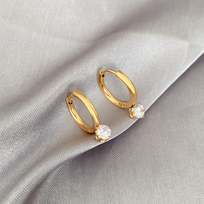 Hoop Earring Single Stone