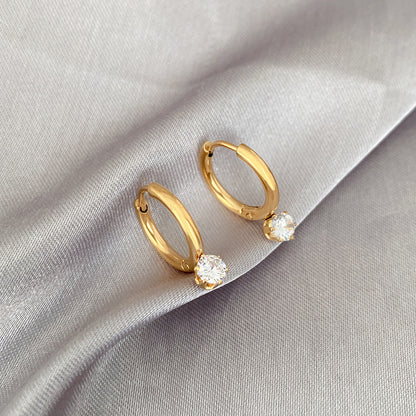 Hoop Earring Single Stone