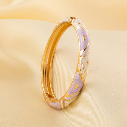 Enamel Bangle Bracelet | ENB02 | Purple White