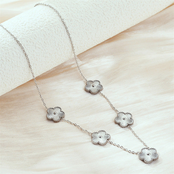 Necklace | SN338 | Five Leaf Five Clover Silver