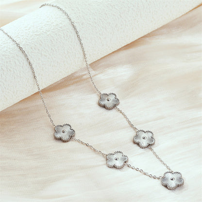 Necklace | SN338 | Five Leaf Five Clover Silver