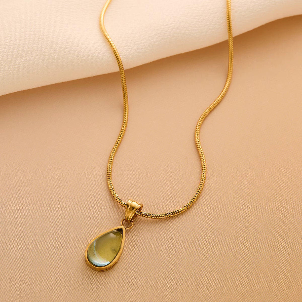 Necklace | SN158 | Green Water Drop