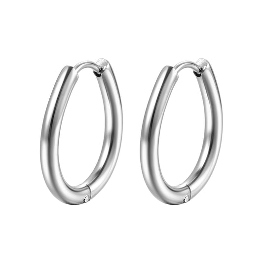 Shape Hoop Earring | Oval | Silver