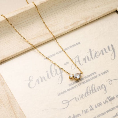 Necklace | SN301 | Drop Round Stone