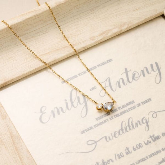 Necklace | SN301 | Drop Round Stone