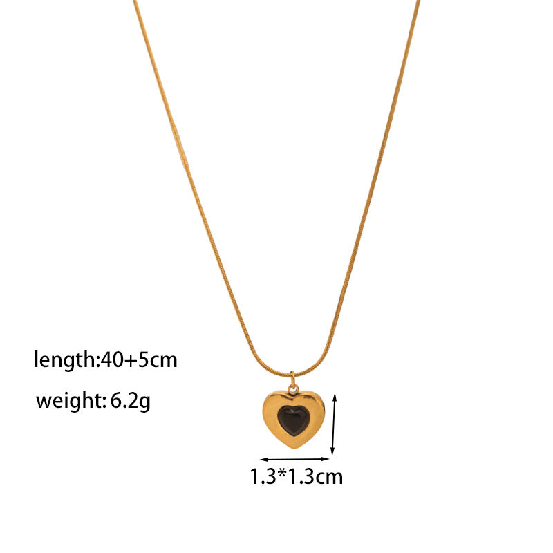 Necklace | SN297 | Black Golden Heart