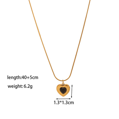 Necklace | SN297 | Black Golden Heart