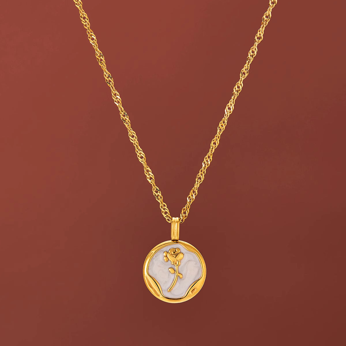 Necklace | SN289 | Drop Glaze Rose