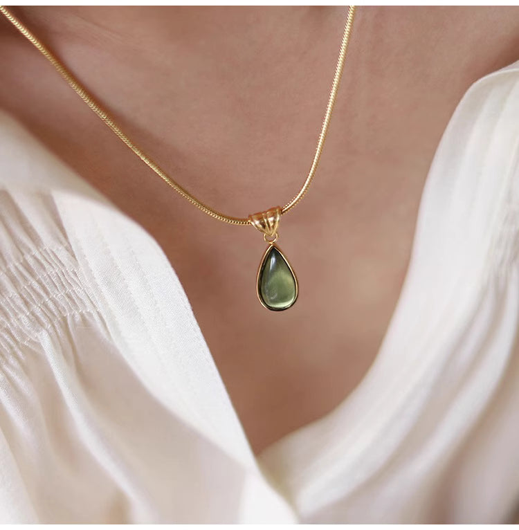 Necklace | SN158 | Green Water Drop