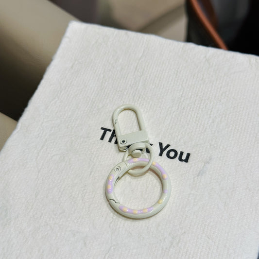 Candy Colored Hand Painted Donut Buckle Keychain | Pale Yellow
