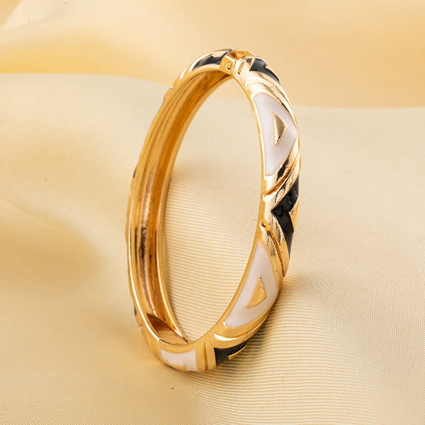 Enamel Bangle Bracelet | ENB02 | Black White
