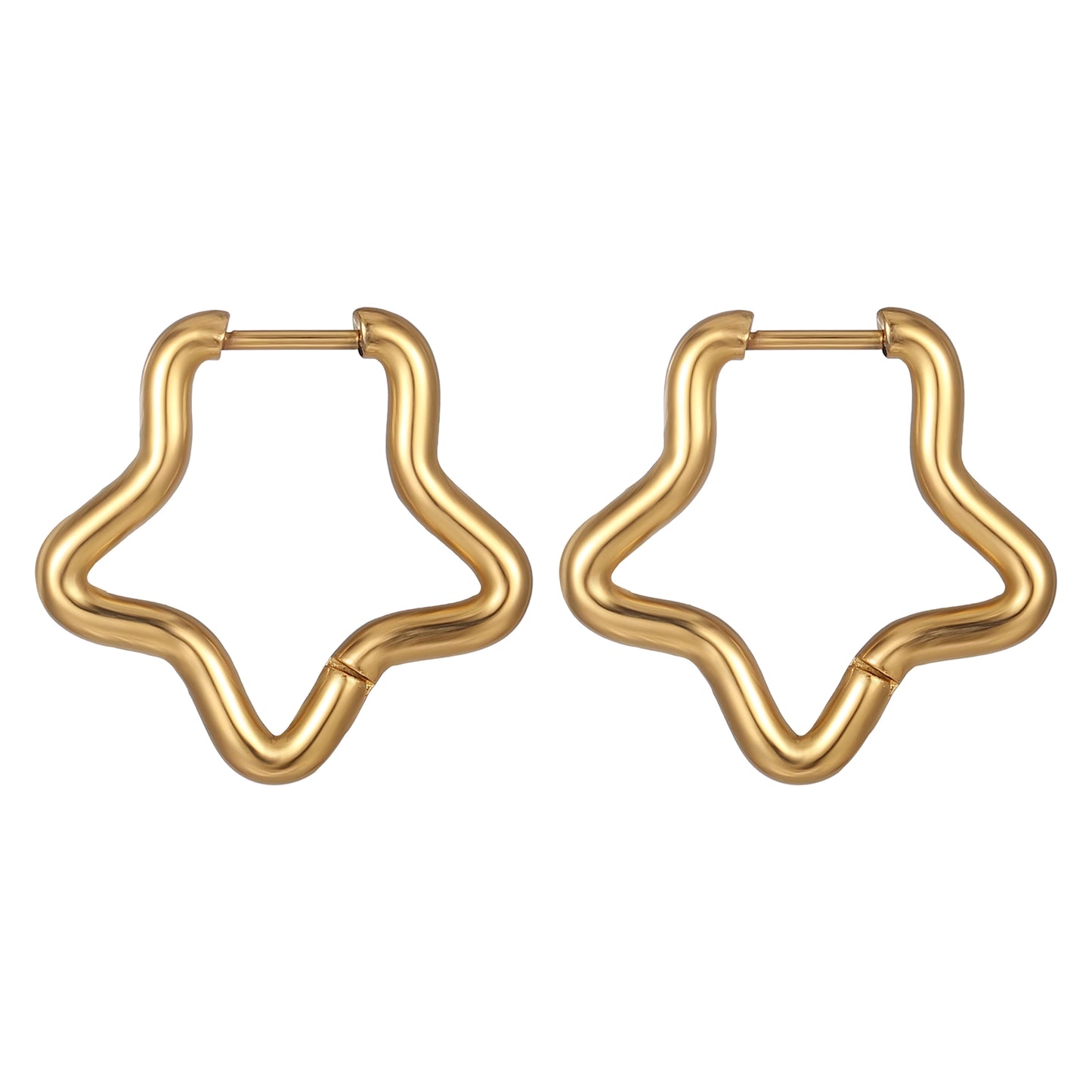 Shape Hoop Earring | Rounded Star | Gold