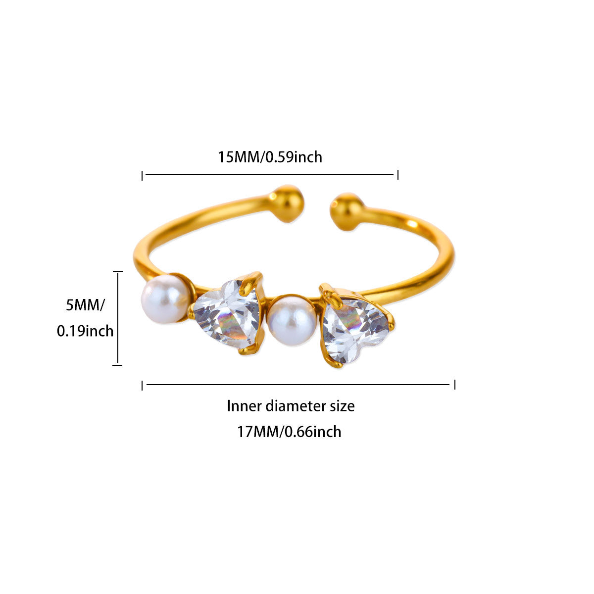 Stone Ring | SR265 | Double Hearts White