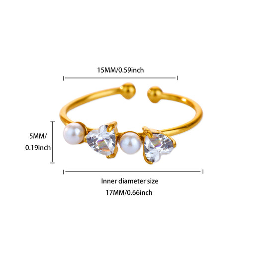 Stone Ring | SR265 | Double Hearts White