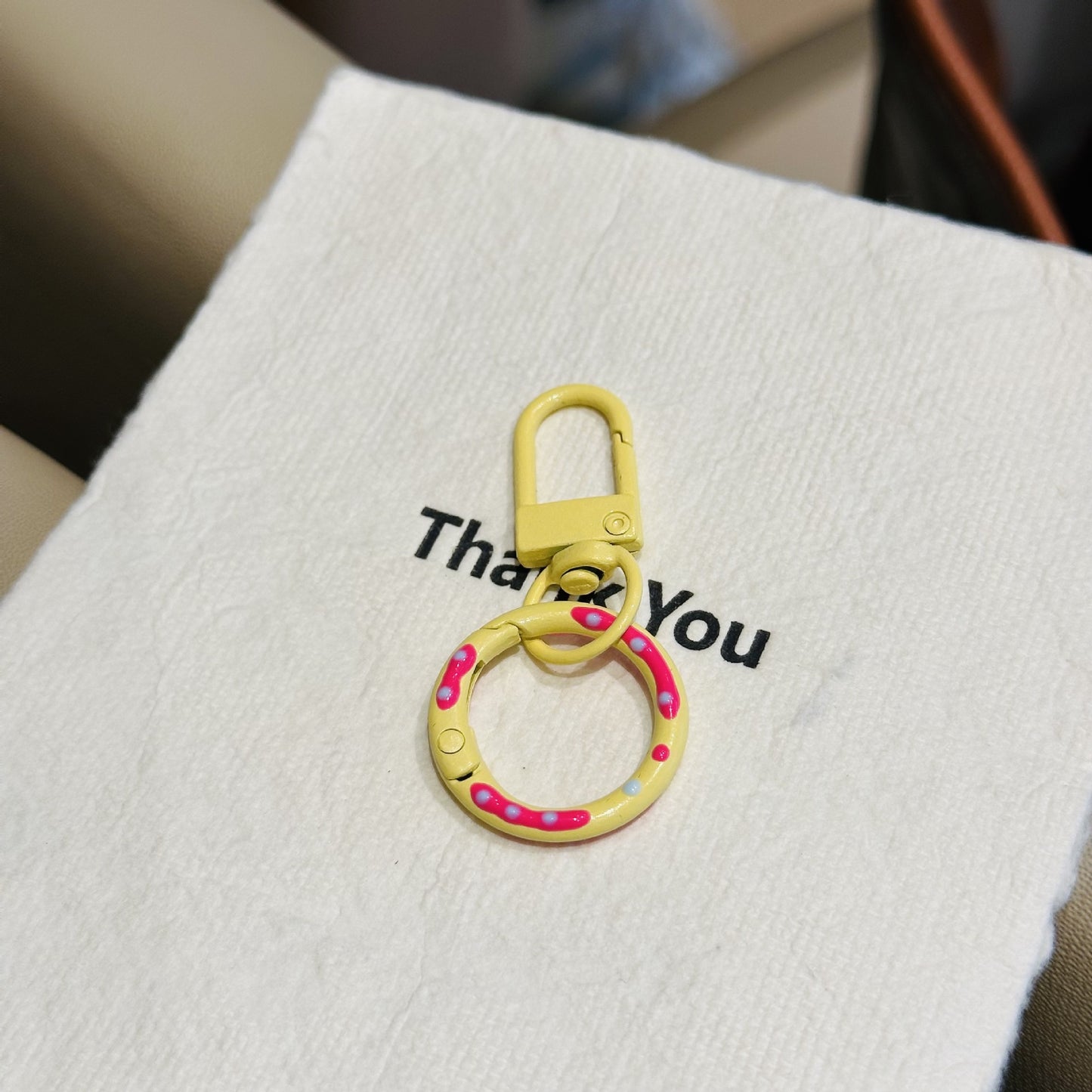 Candy Colored Hand Painted Donut Buckle Keychain | Yellow