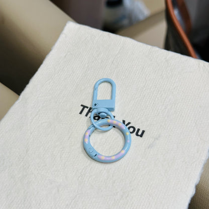 Candy Colored Hand Painted Donut Buckle Keychain | Blue