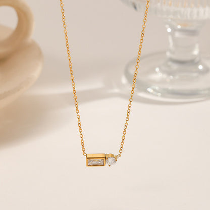 Necklace | SN347 | Geometric Stone | Gold
