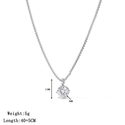 Necklace | SN348 | Round Stone | Silver