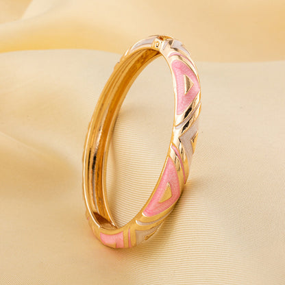Enamel Bangle Bracelet | ENB02 | Pink White