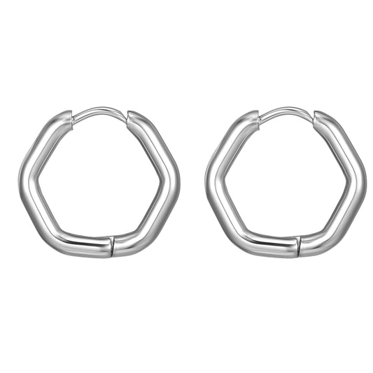 Shape Hoop Earring | Hexa | Silver