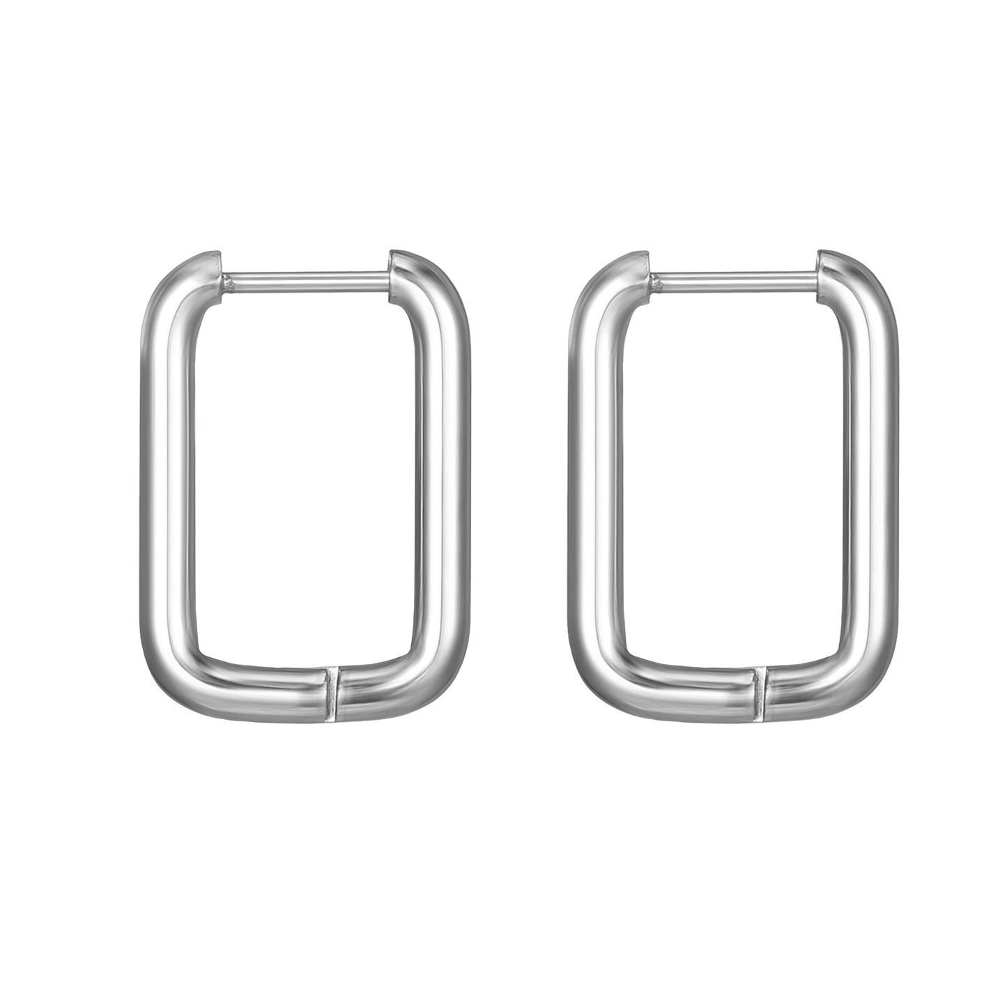 Shape Hoop Earring | Rectangle | Silver