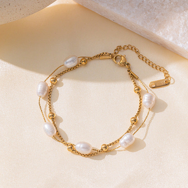 Chain Bracelet | SSCB099 | Pearl Beads Layer