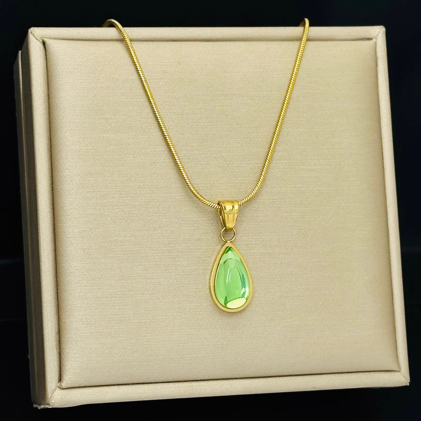 Necklace | SN158 | Green Water Drop