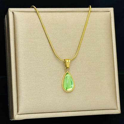 Necklace | SN158 | Green Water Drop