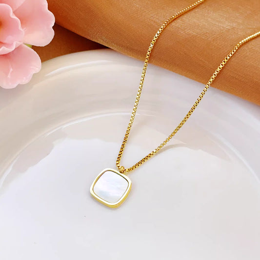Necklace | SN303 | White Shell Square