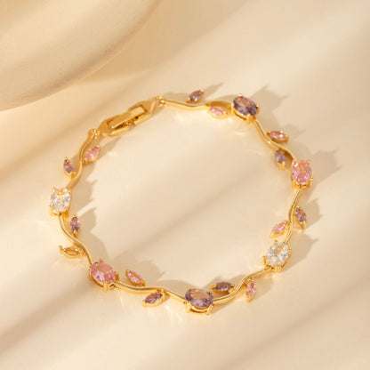 Zircon Tulip Bracelet | Pink Purple