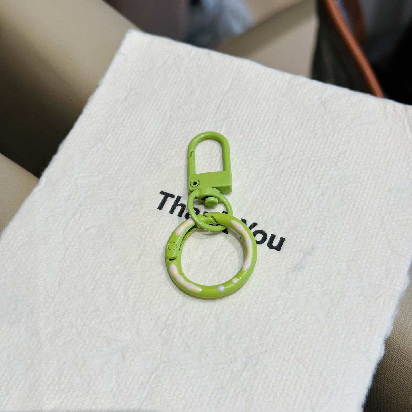 Candy Colored Hand Painted Donut Buckle Keychain | Green