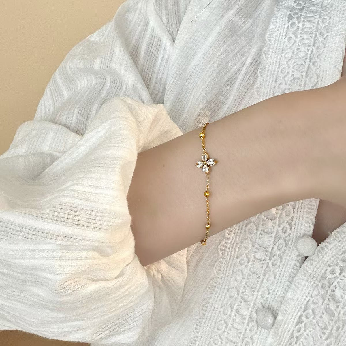 Chain Bracelet | SSCB093 | Four Leaf Diamond