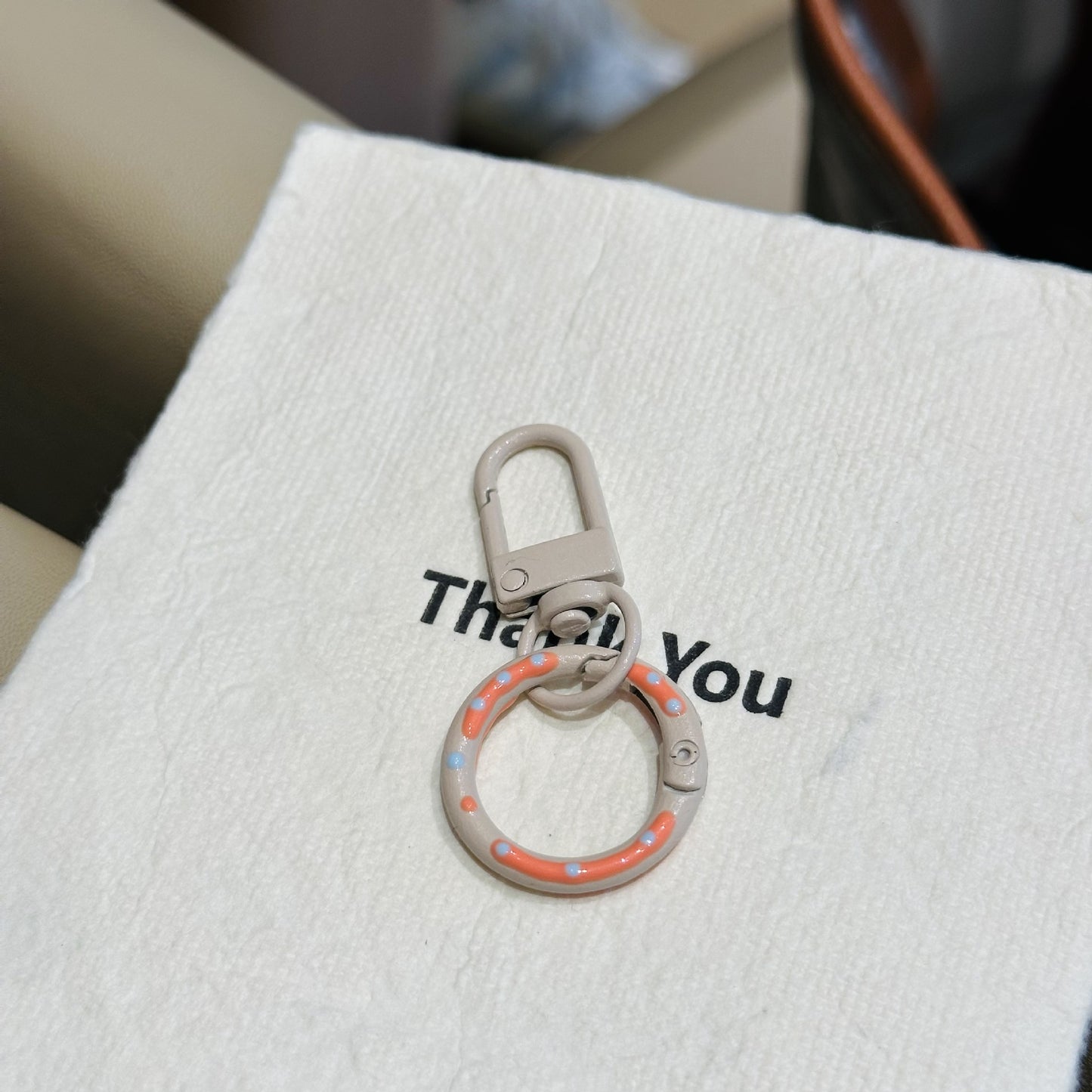 Candy Colored Hand Painted Donut Buckle Keychain | Milk Coffee