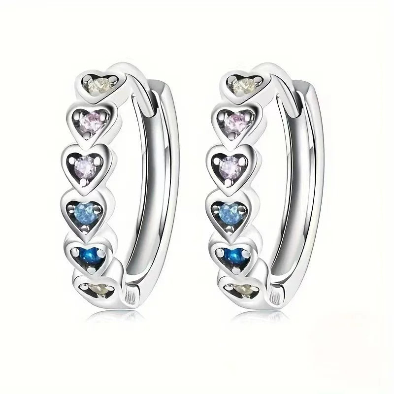 Zircon Hoop Earring | CZH01 | Silver Blue White