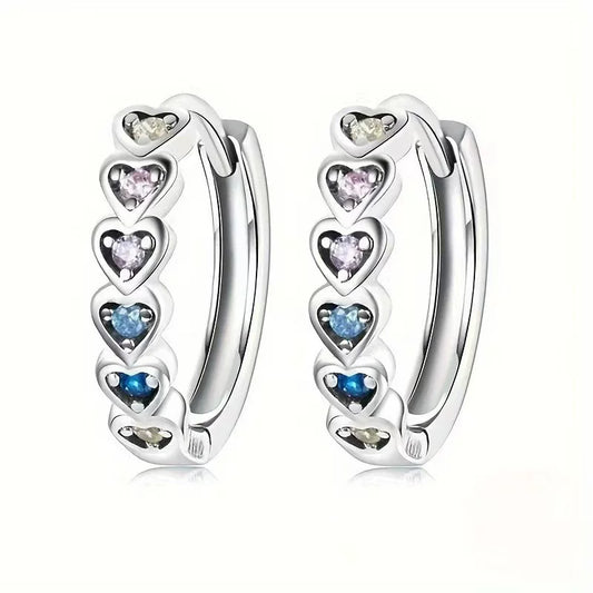 Zircon Hoop Earring | CZH01 | Silver Blue White