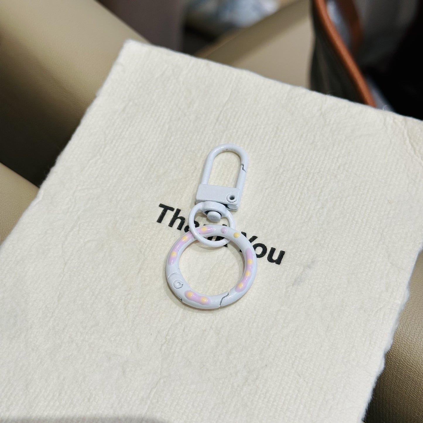 Candy Colored Hand Painted Donut Buckle Keychain | White