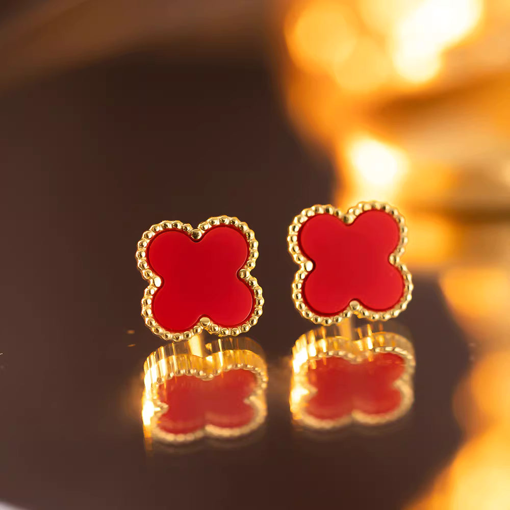 Clover Earrings | CE01 | Red