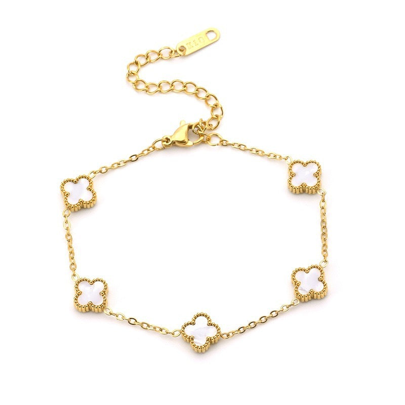 Chain Bracelet | SSCB046 | Clover - White Gold