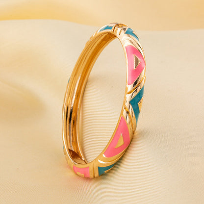 Enamel Bangle Bracelet | ENB02 | Dark Pink Blue