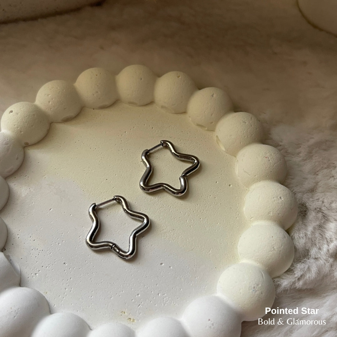 Hoop Earring | Pointed Star | Silver