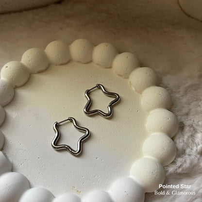 Hoop Earring | Pointed Star | Silver