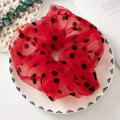 Polka Dot Netted Scrunchies | Red