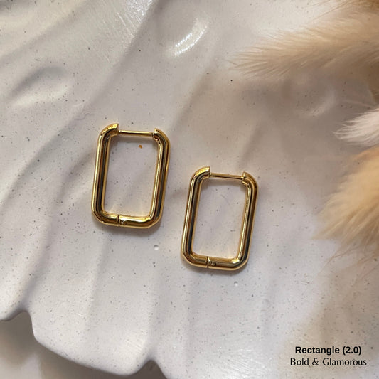 Shape Hoop Earring 2.0 | Rectangle | Gold