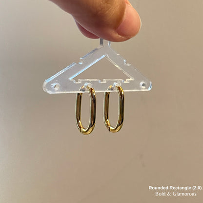 Shape Hoop Earring 2.0 | Rounded Rectangle | Gold