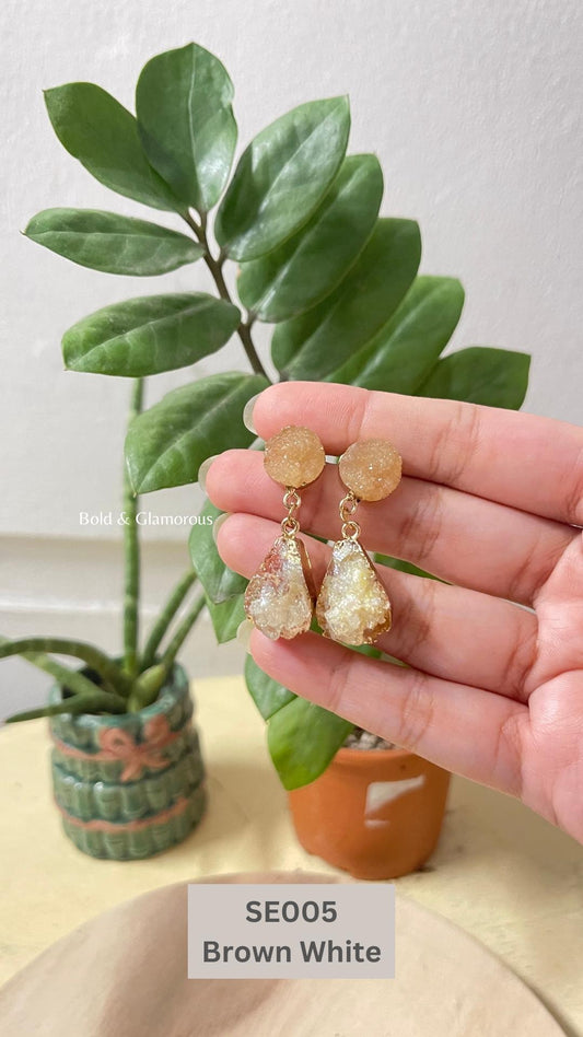 Cluster Crystal Earring | SE005 | Brown White