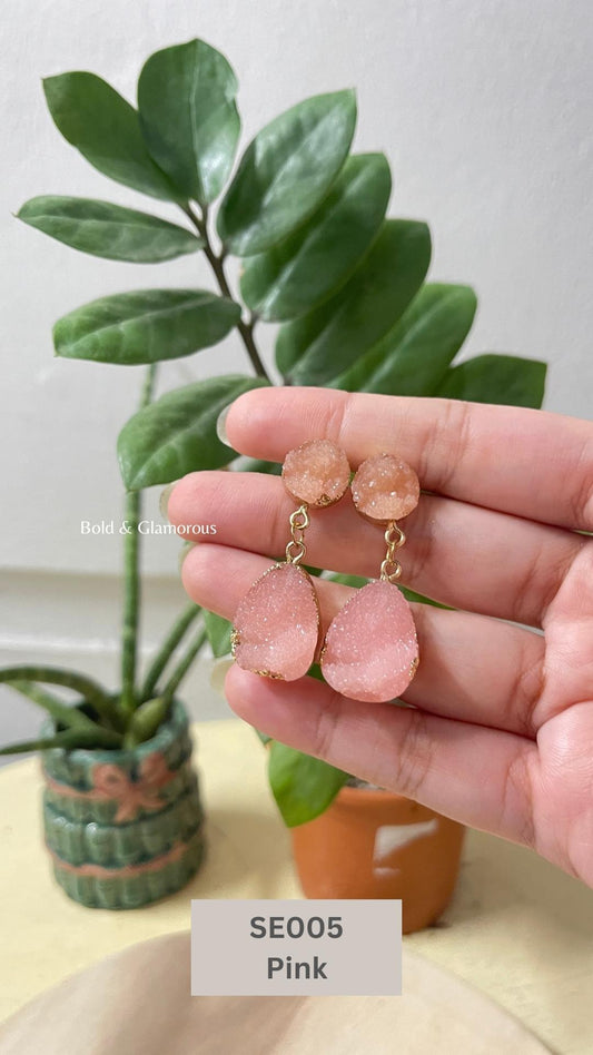 Cluster Crystal Earring | SE005 | Pink