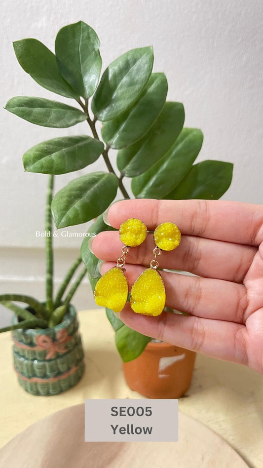 Cluster Crystal Earring | SE005 | Yellow