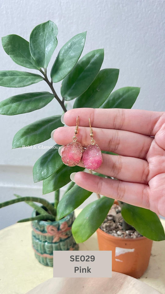 Retro Simulated Resin Drop Earring | SE029 | Pink