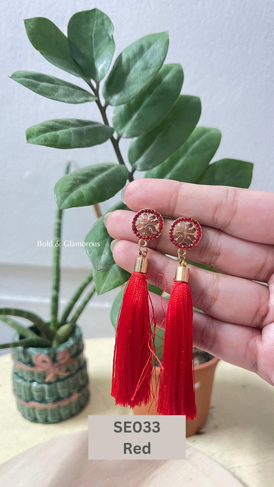 Long Tassel Earring | SE033 | Red